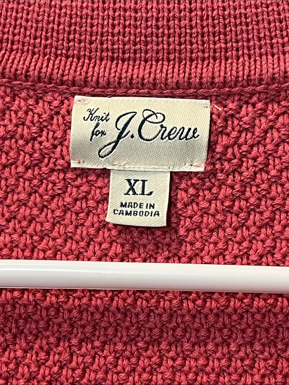 J. Crew Johnny Collar Polo Shirt Pink Knit Cotton Mesh Stitch Sweater Men’s XL